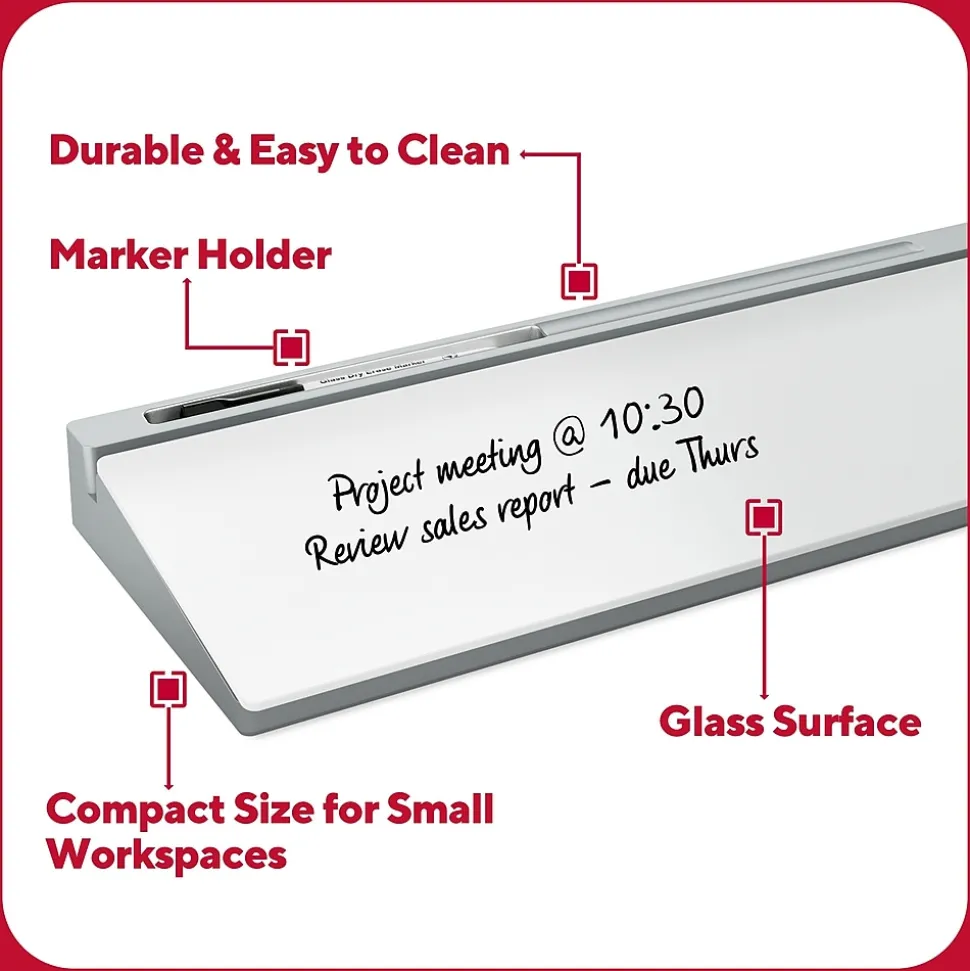TRU RED™ Glass Desktop Dry-Erase Whiteboard (TR62579)