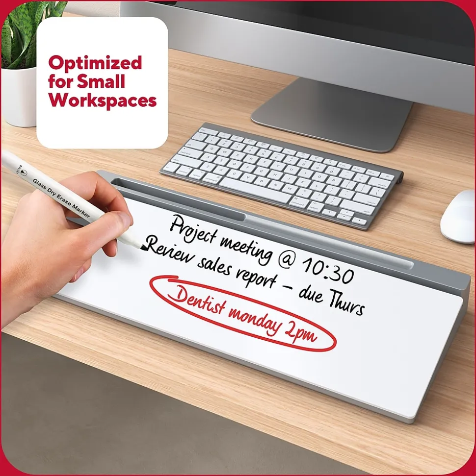 TRU RED™ Glass Desktop Dry-Erase Whiteboard (TR62579)