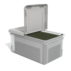 TRU RED™ Hanging File Box, Hinge Lid, Letter Size, Clear (TR58303)