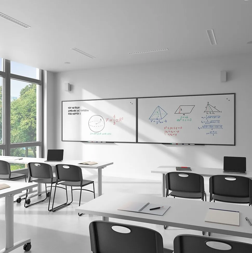 TRU RED™ Magnetic Porcelain Dry Erase Board, Black Frame, 8' x 4' (TR61191)