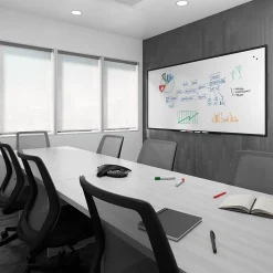 TRU RED™ Magnetic Porcelain Dry Erase Board, Black Frame, 8' x 4' (TR61191)