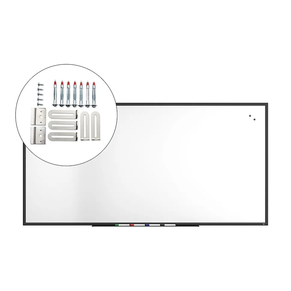 TRU RED™ Magnetic Porcelain Dry Erase Board, Black Frame, 8' x 4' (TR61191)