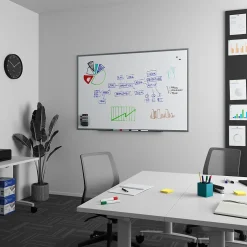 TRU RED™ Magnetic Steel Dry Erase Board, Satin Frame, 6' x 4' (TR61177)