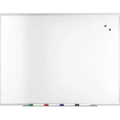 TRU RED™ Magnetic Steel Dry Erase Board, Satin Frame, 4' x 3' (TR61175)
