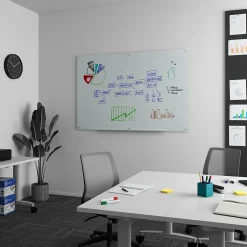 TRU RED™ Magnetic Tempered Glass Dry Erase Board, White, 6' x 4' (TR61197)