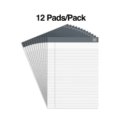 TRU RED™ Notepads 8.5" x 11.75", Narrow Ruled, White, 50 Sheets/Pad, 12 Pads/Pack (TR57369)