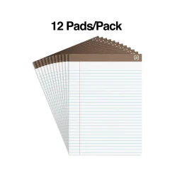 TRU RED™ Notepads, 8.5" x 11.75", Wide Ruled, White, 50 Sheets/Pad, Dozen Pads/Pack (TR58185)