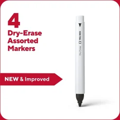 TRU RED™ Pen Dry Erase Markers, Fine Tip, Assorted, 4/Pack (TR61457/TR54562)