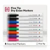 TRU RED™ Pen Dry Erase Markers, Fine Tip, Assorted, 8/Pack (TR61443/TR56881)