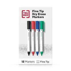 TRU RED™ Pen Dry Erase Markers, Fine Tip, Assorted, 12/pack (TR61455)