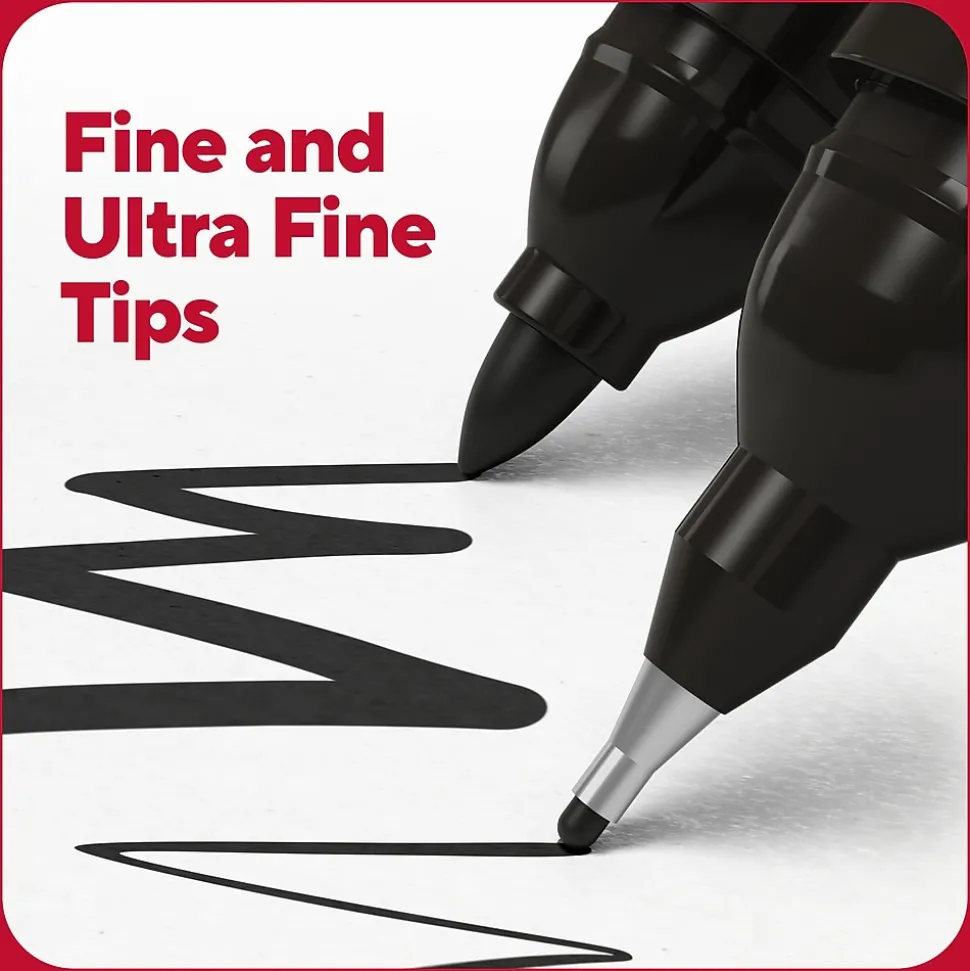 TRU RED™ Pen Permanent Markers, Twin Tip, Black, 4/Pack (TR57829)