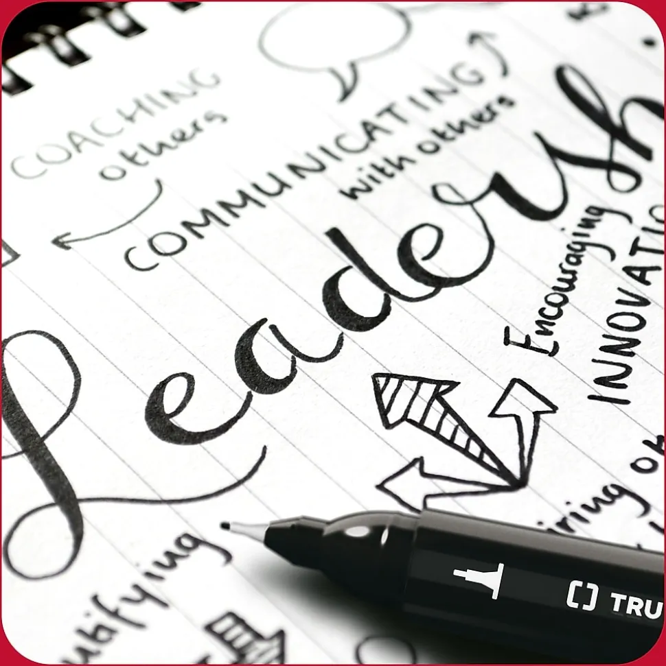 TRU RED™ Pen Permanent Markers, Twin Tip, Black, 4/Pack (TR57829)