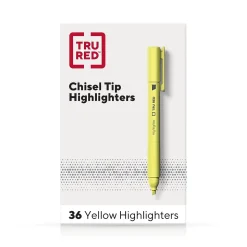 TRU REDâ„¢ Pocket Stick Highlighter with Grip, Chisel Tip, Yellow, 36/Pack (TR54582)