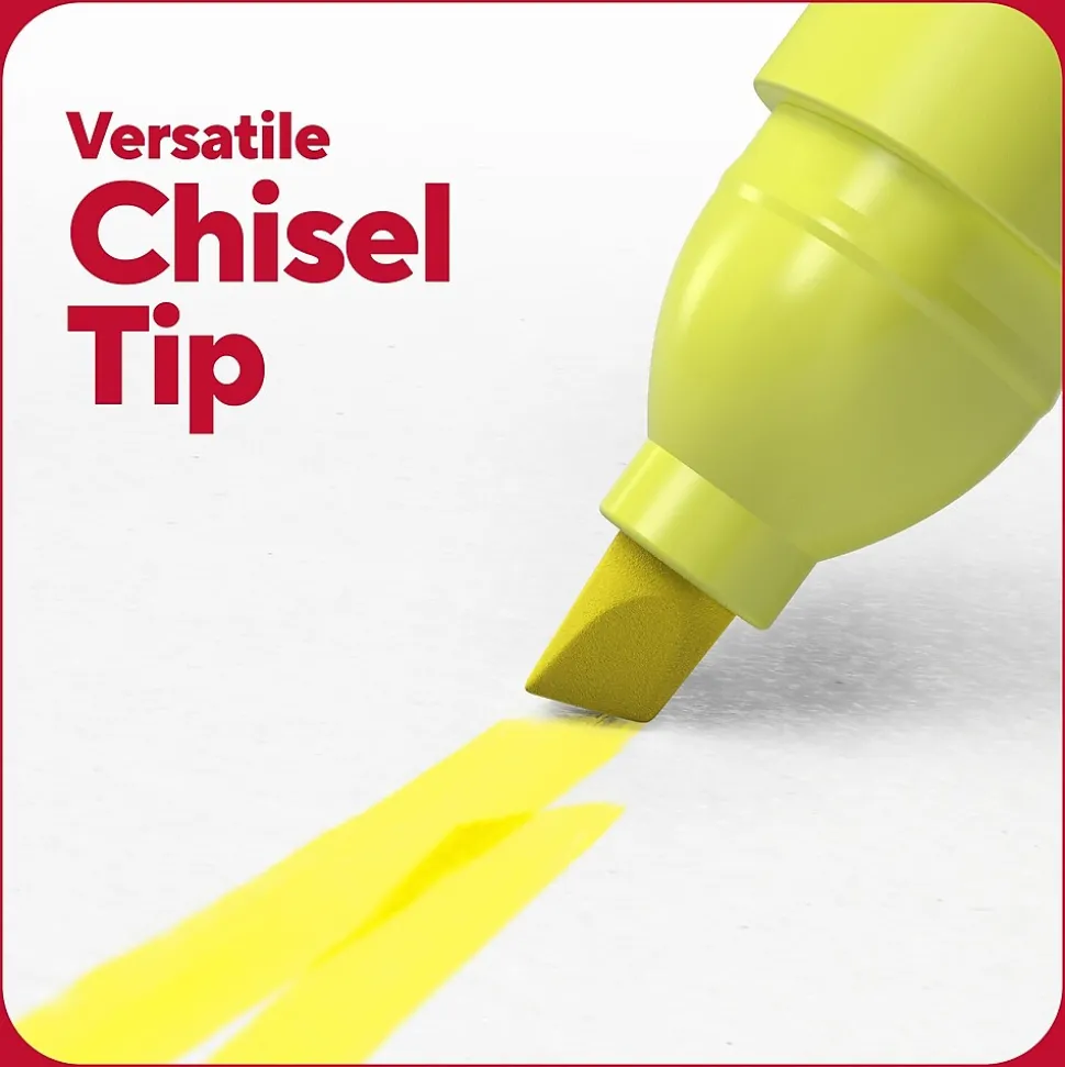 TRU RED™ Pocket Stick Highlighter with Grip, Chisel Tip, Yellow, Dozen (TR54580)