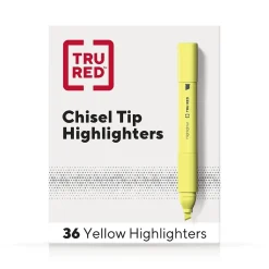 TRU RED™ Tank Highlighter with Grip, Chisel Tip, Yellow, 36/Pack (TR54581)