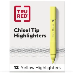 TRU RED™ Tank Highlighter with Grip, Chisel Tip, Yellow, Dozen (TR54579)