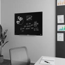 TRU RED™ Tempered Glass Dry Erase Board, Black, 4' x 3' (TR61200)