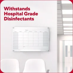 TRU RED™ Templated Magnetic Glass Dry-Erase Whiteboard, 3' x 2' (TR62139)