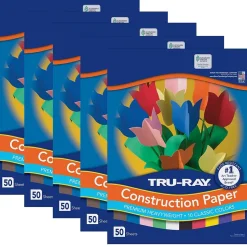 Tru-Ray 9" x 12" Construction Paper, Assorted, 50 Sheets/Pack, 5 Packs/Bundle (PAC103031-5)