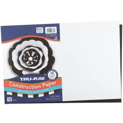 Tru-Ray 12" x 18" Construction Paper, Black/White, 72 Sheets/Pack (P6677)