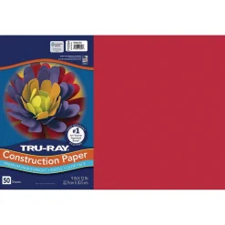 Tru-Ray 12" x 18" Construction Paper, Holiday Red, 50 Sheets (P102994)