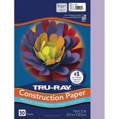 Tru-Ray 9" x 12" Construction Paper, Lilac, 50 Sheets (P103018)