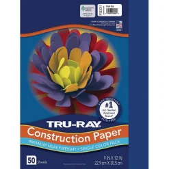 Tru-Ray 9" x 12" Construction Paper, Royal Blue, 50 Sheets (P103017)