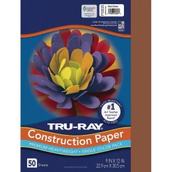 Tru-Ray 9" x 12" Construction Paper, Warm Brown, 50 Sheets (P103025)