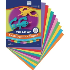 Tru-Ray 9" x 12" Construction Paper, Assorted Colors, 50 Sheets (P102940)