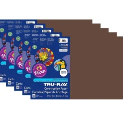 Tru-Ray® Construction Paper, Dark Brown, 12" x 18", 50 Sheets Per Pack, 5 Packs (PAC103056-5)