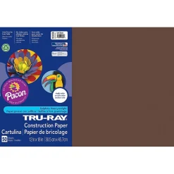 Tru-Ray® Construction Paper, Dark Brown, 12" x 18", 50 Sheets Per Pack, 5 Packs (PAC103056-5)