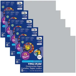 Tru-Ray® Construction Paper, Gray, 12" x 18", 50 Sheets Per Pack, 5 Packs (PAC103059-5)