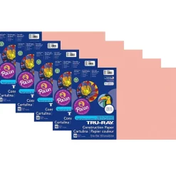 Tru-Ray® Construction Paper, Salmon, 12" x 18", 50 Sheets Per Pack, 5 Packs (PAC103042-5)