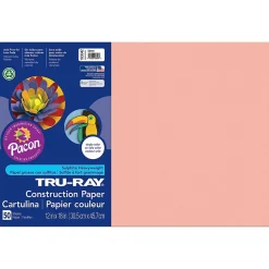 Tru-Ray® Construction Paper, Salmon, 12" x 18", 50 Sheets Per Pack, 5 Packs (PAC103042-5)