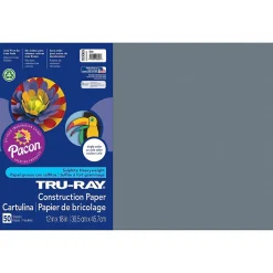 Tru-Ray® Construction Paper, Slate, 12" x 18", 50 Sheets Per Pack, 5 Packs (PAC103060-5)