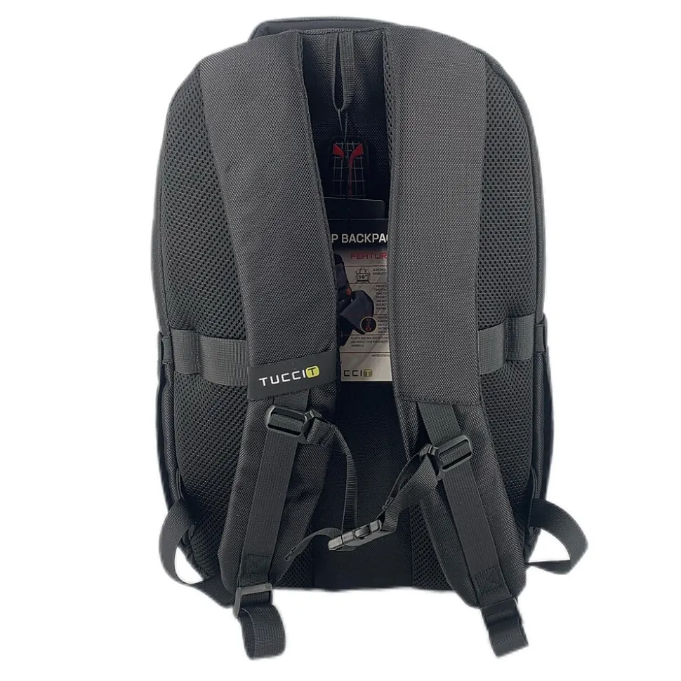 Tucci BIKER Laptop Backpack, Medium, Black (T0573)