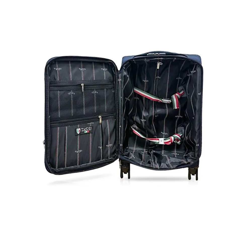 TUCCI Hardside Carry-On Suitcase, 4-Wheeled Spinner, TSA Checkpoint Friendly (T0473-20in-BLU)
