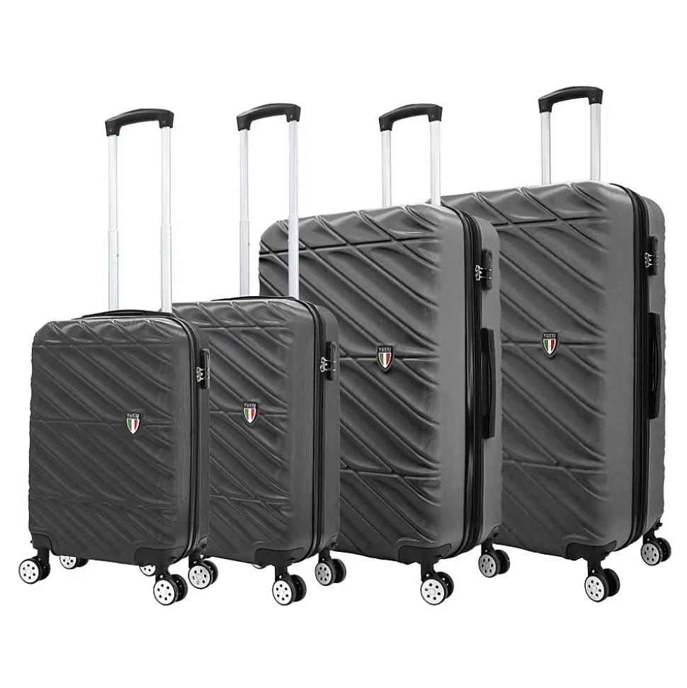 TUCCI Hardside Spinner Carry-On Luggage Set, TSA Checkpoint Friendly, Charcoal (T0533-04PC-CHL)