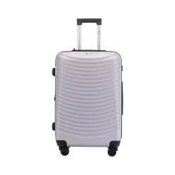 TUCCI Italy FLETTERE 22.8" Hardside Carry-On Suitcase, 8-Wheeled Spinner, Silver (T0281-20in-SLV)