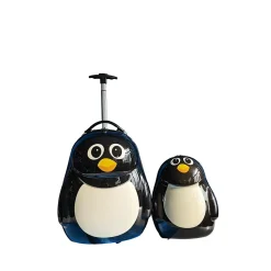 TUCCI Penguin 2-Piece Hardside Carry-On Luggage Set with Wheels, TSA Checkpoint Friendly, Black (T0378-Penguin)