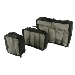 TUCCI 3-Piece Fabric Packing Cube Set, Water Resistant, Black (T0553-BLK)