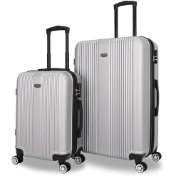 TUCCI 2-Piece Hardside Spinner Carry-On Luggage Set, TSA Checkpoint Friendly, Silver (S0536-02PC-SLV)