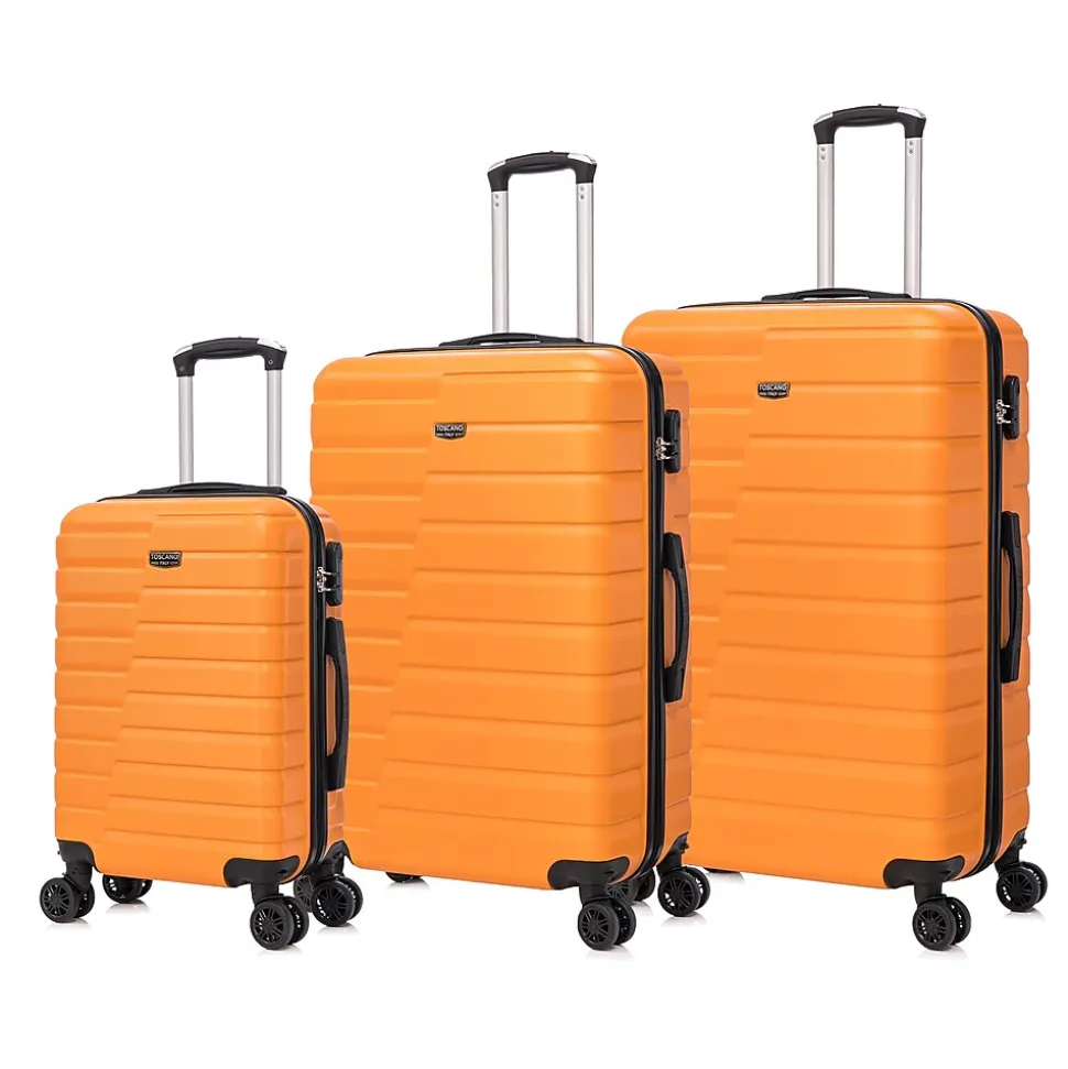 TUCCI 3-Piece Hardside Spinner Carry-On Luggage Set, TSA Checkpoint Friendly, Burnt Orange (S0568-03PC-BRTO)