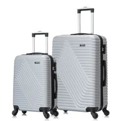 TUCCI VOYAGE Vertice Hardside Spinner Luggage Set, TSA Checkpoint Friendly, Silver (V0001-02PC-SLV)