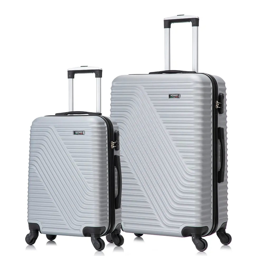 TUCCI VOYAGE Vertice Hardside Spinner Luggage Set, TSA Checkpoint Friendly, Silver (V0001-02PC-SLV)
