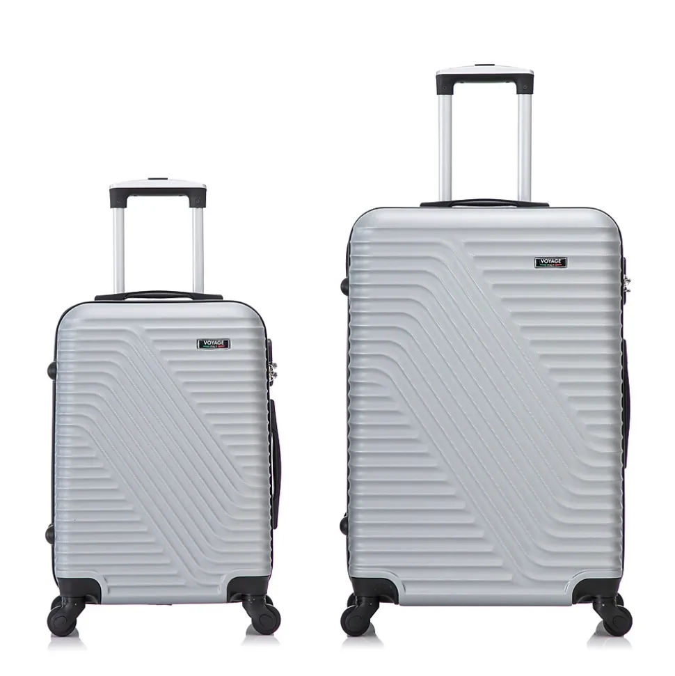 TUCCI VOYAGE Vertice Hardside Spinner Luggage Set, TSA Checkpoint Friendly, Silver (V0001-02PC-SLV)