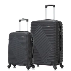 TUCCI VOYAGE Vertice 2-Piece Hardside Spinner Luggage Set, TSA Checkpoint Friendly, Black (V0001-02PC-BLK)