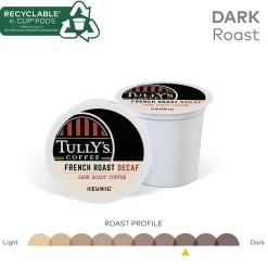 Tully's French Roast Decaf Coffee Keurig® K-Cup® Pods, Dark Roast, 24/Box (192419)