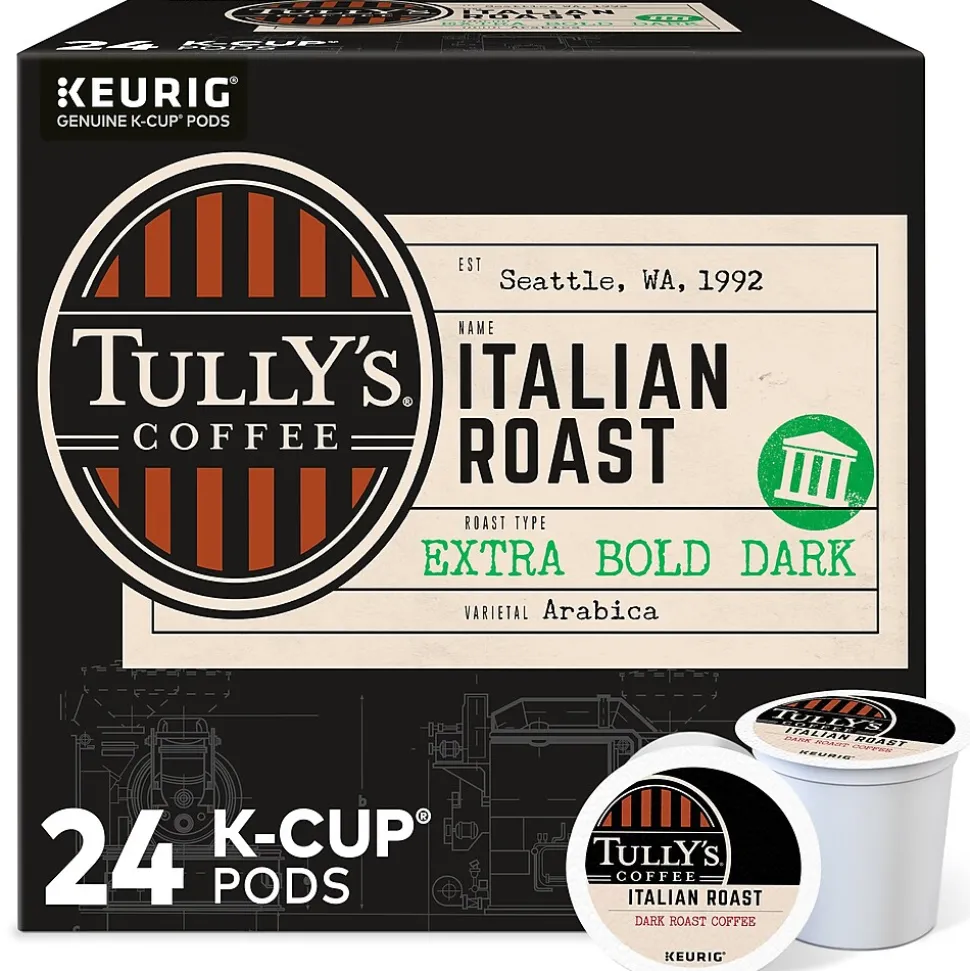 Tully's Italian Roast Coffee, Dark Roast, Keurig® K-Cup® Pods, 24/Box (193019)