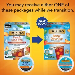Twinings Brew Over Ice Peach Iced Black Tea, Keurig® K-Cup® Pods, 24/Box (F17280)